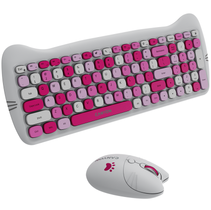 CANYON HSET-W6 EN Keyboard+Mouse Kitty Edition AAA+АА Wireless Pink