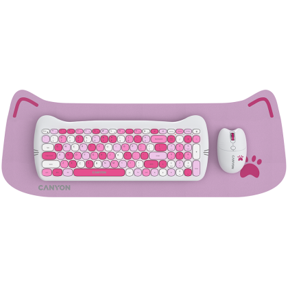 CANYON HSET-W6 EN Keyboard+Mouse Kitty Edition AAA+АА Wireless Pink