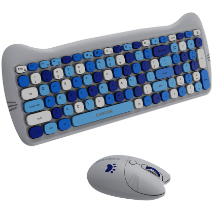 CANYON HSET-W6 EN Keyboard+Mouse Kitty Edition AAA+АА Wireless Blue