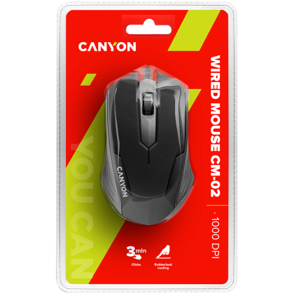 CANYON Optical wired mice, 3 buttons, DPI 1000, Black