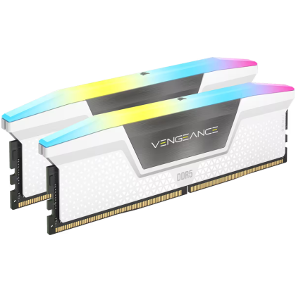 Corsair DDR5, 6000MT/s 32GB 2x16GB DIMM, Unbuffered, 36-36-36-76, Std PMIC, XMP 3.0, VENGEANCE RGB DDR5 White Heatspreader, Black PCB, 1.35V