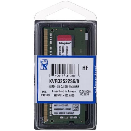 Kingston DRAM 8GB 3200MT/s DDR4 Non-ECC CL22 SODIMM 1Rx16