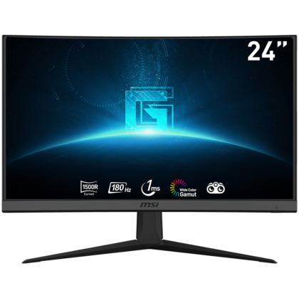 MSI G24C6 E2 Curved Gaming Monitor, 24" 180Hz, FHD (1920x1080) 16:9, VA Anti-glare, 1ms, 1500R curve, 250nits, 3000:1, 178°/178°, Adaptive-Sync, Adjustable Stand, 1x DP, 2x HDMI, 1xEarphone out, 3Y Warranty