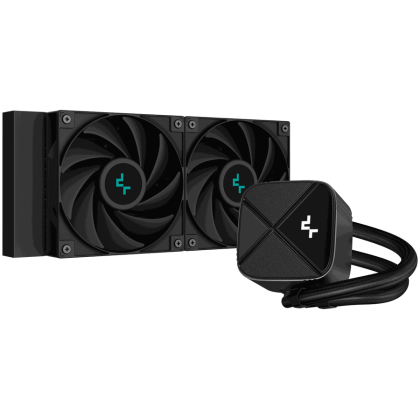 DeepCool LS520S Zero Dark, 240mm CPU Liquid Cooler, 2x120mm PWM Fans, Anti-Leak Technology, Black, LGA 1851/1700/1200/1151/1150/1155, AMD AM5/AM4, 5Y, R-LS520-BKNNMM-G-1