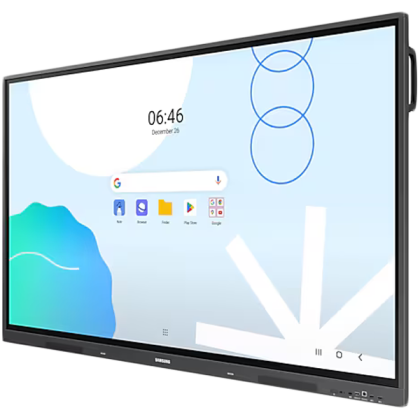 Samsung Interactive E-Board WA65D 65" 3840x2160, 60 Hz, ADS, 8 ms, 400 cd/m2, 1200 : 1, Quad-Core A55, 8GB RAM, 64 GB Storage, IR Touch, 2x12W, Mirroring, Remote Management, Wi-Fi, BT, 3xHDMI, RJ45, RS232C, Android 13, Black