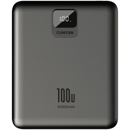 CANYON power bank PB-2008 LED FLAT 20000 mAh PD100W QC3.0 Dark Grey