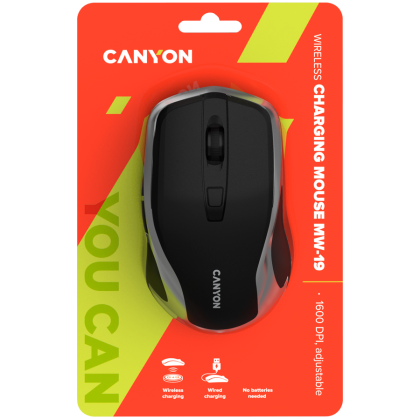 CANYON mouse MW-19 EU Wireless Charge Black Silver