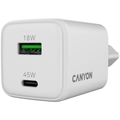 CANYON charger CU45AC GaN 45W 1xPD 1xQC EU White