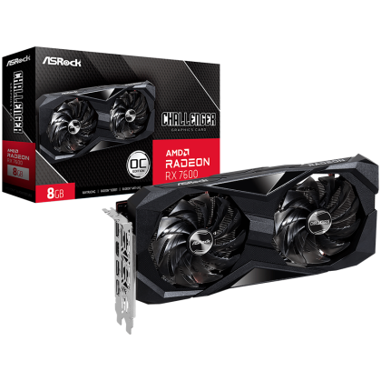 ASROCK Video Card  Radeon RX-7600 Challenger 8GB GDDR6 128bit, 2695 MHz / 18Gbps, 3x DP 2.1, 1x HDMI, 2 fan, 2 slot