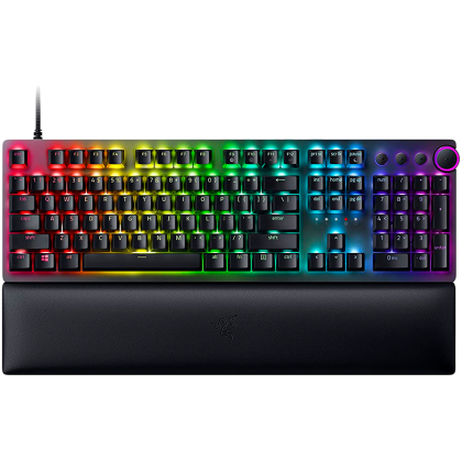 Razer Huntsman V2, Optical Gaming Keyboard (Linear Red Switch), US Layout, Doubleshot PBT Keycaps, Sound Dampening Foam, Razer Chroma™ RGB, Up to 8000Hz polling rate, Aluminum matte top plate