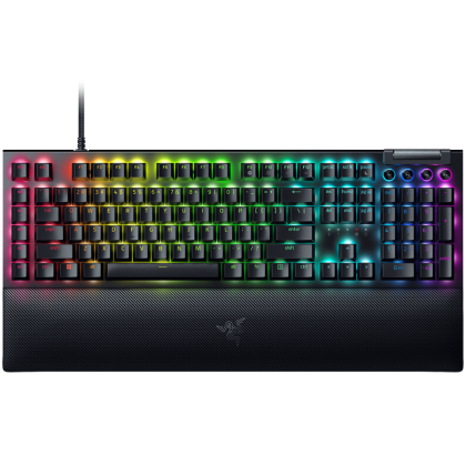 Razer BlackWidow V4 Mechanical Gaming Keyboard, US Layout, Green Switch, Razer Chroma™ RGB, 6 Macro Keys, Lubricated Stabilizers, Media Keys, Magnetic Wrist Rest, Up to 8000 Hz Polling Rate, Detachable Type C Cable