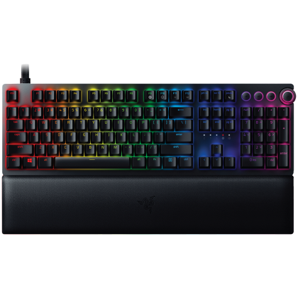 Razer Huntsman V2 Analog (Analog Switch), Optical Gaming Keyboard, US Layout, Doubleshot PBT Keycaps, Sound Dampening Foam, Razer Chroma™ RGB, Up to 8000Hz polling rate, Aluminum matte top plate