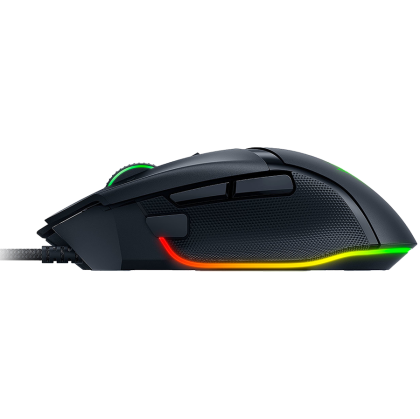 Razer Basilisk V3, 2nd-gen Razer Optical Mouse Switch rated for 70 million clicks, Optical Sensor - 26,000 DPI, 4-way Razer HyperScroll tilt wheel, Electronically actuated notched and free-spinning modes, Razer Speedflex Cable, Razer Chroma RGB