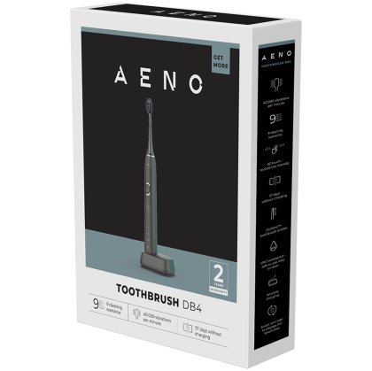 AENO Sonic Electric Toothbrush, DB4: Black, 9 scenarios, with 3D touch, wireless charging, 46000rpm, 40 days without charging, IPX7