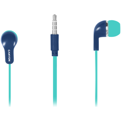 CANYON Stereo Earphones with inline microphone, Green+Blue