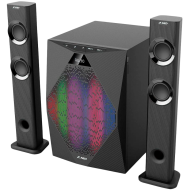 F&D T-300X 2.1 TV Speakers, 70W RMS (17.5Wx2+35W), 2x2.25'' Satellites (soundbar design) + 8'' Subwoofer, BT 4.0/AUX/USB/FM/Multi-color LED/LED Display/Remote control/Wooden/Black