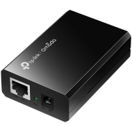 TP-Link POE150S Omada PoE Injector, 2× 10/100/1000Mbps RJ45 Port, IEEE 802.3af compliant, 1× 48VDC Power Input Port, Data and power carried over the same cable up to 100 meters, plastic case, Auto-determine the necessary power requirements