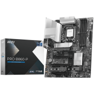 MSI PRO B860-P, ATX, LGA 1851, 4x DDR5 Dual Channel DDR5 up to 8600(OC)MHz, 4x PCIe x16 slot, 3x M.2 slot, 4x USB 2.0, 2x USB 5Gbps, 2x USB 10Gbps, 1x USB 40Gbps Type-C, HDMI, DP, 7.1 HD Audio, 5G LAN, 3Y