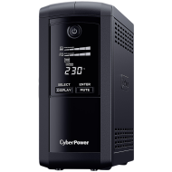 CyberPower UPS  AVR, 1000VA/550W, Line-Interactive LCD display ,4x Schuko, Runtime at 90W ( min ):44, Surge and Spike protection; VP1000ELCD