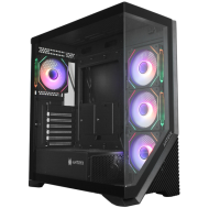 Chassis FC-AR17A-ARGB, 7 slots, 1 x Type C, 2 X USB 3.0, 4 x ARGB, remote, Without PSU, Black