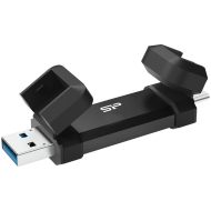 Silicon Power 1TB DS72 Dual USB-C/USB 3.2 Gen 2, Portable External SSD, Steam Deck and iPhone 15 Pro, R/W: up to 1050MB/s; 850MB/s, Black