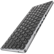 AXAGON HMC-KB keyboard USB-C 5Gbps with HUB, microSD/SD, 3x USB-A, HDMI 4K/60Hz, PD 100W, Audio, US layout