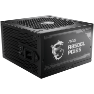 MSI MAG A850GL PCIE5, 850W, 80 Plus Gold, 120mm Fluid Dynamic Bearing Fan, Protections: OCP/OVP/OPP/OTP/SCP, Dimensions: 150mmx140mmx86mm, 7Y Warranty