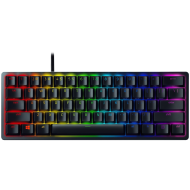 Razer Huntsman Mini - Clicky Optical (Purple Switch) - US - Black, Gaming Keyboard, Razer™ Optical Switches, size 60%, RGB Chroma, Doubleshot PBT Keycaps With Side-Printed Secondary Functions, Standard Bottom Row Layout, Fully programmable keys with on-th