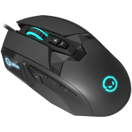 LORGAR Stricter 579, gaming mouse, 9 programmable buttons, Pixart PMW3336 sensor, DPI up to 12 000, 50 million clicks buttons lifespan, 2 switches, built-in display, 1.8m USB soft silicone cable, Matt UV coating with glossy parts and RGB lights with 4 LED