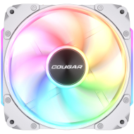 Cougar fan APOLAR 120 ARGB White (3 fan package), Fan Speed 600-2200 RPM±200RPM, Air Flow 75.38 CFM ± 10%, Air Pressure 2.59 mm H2O±10%, HDB Hydro Dynamic Bearing, 490 mm (Fan) / 470 mm (ARGB)