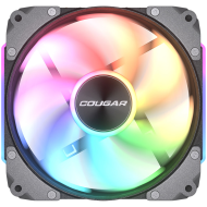 Cougar fan APOLAR 120 ARGB Black, Fan Speed 600-2200 RPM±200RPM, Air Flow 75.38 CFM ± 10%, Air Pressure 2.59 mm H2O±10%, HDB Hydro Dynamic Bearing, 490 mm (Fan) / 470 mm (ARGB)